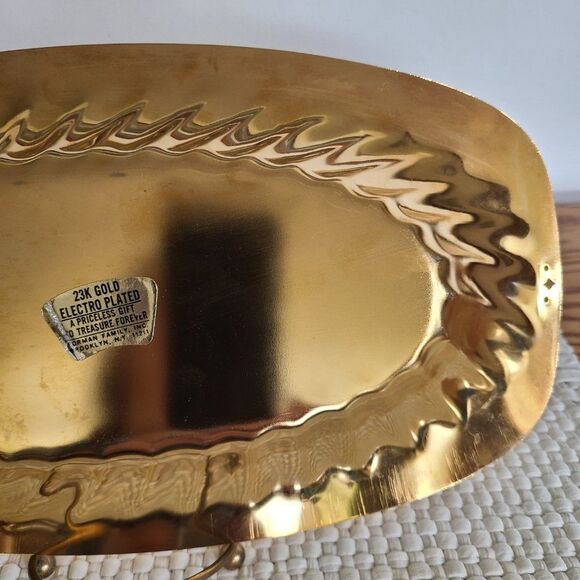 Vintage Forman Metal Gold Tone Serving Tray Platter 23K Gold Electro Plated - Picture 13 of 15